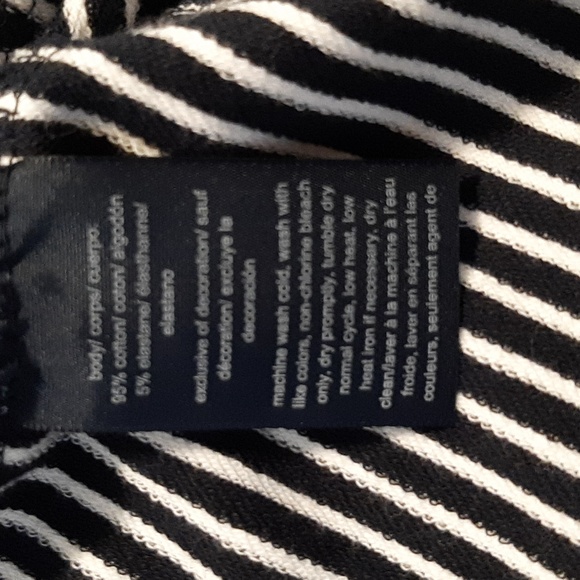 Navy & White striped blazer with shoulder pads - Picture 7 of 9